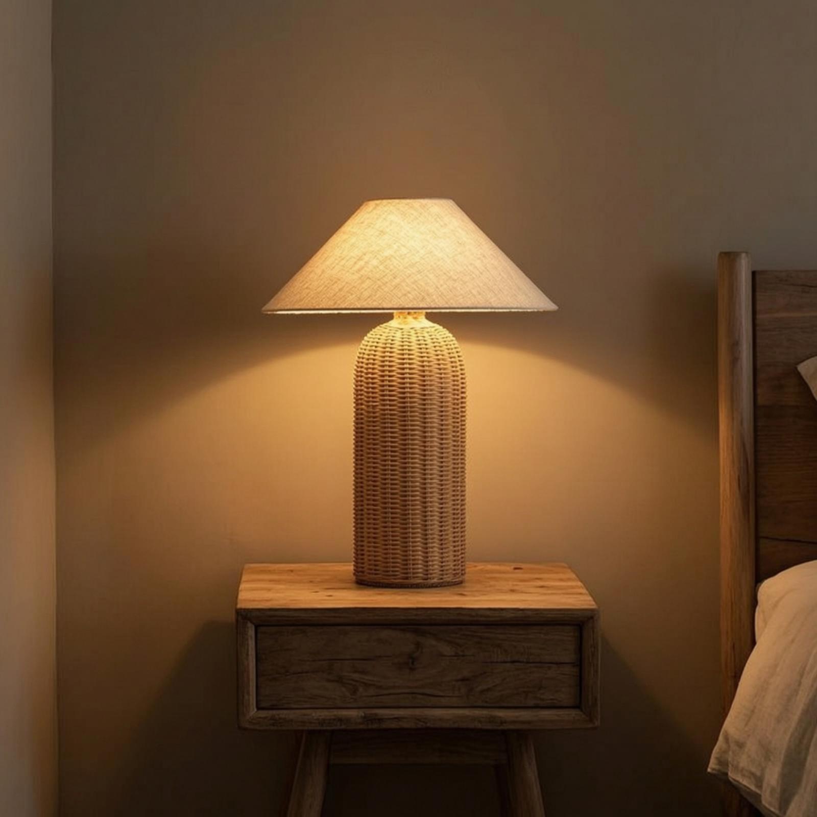 Bedroom Furniture - Настольная лампа с основанием из ротанга
