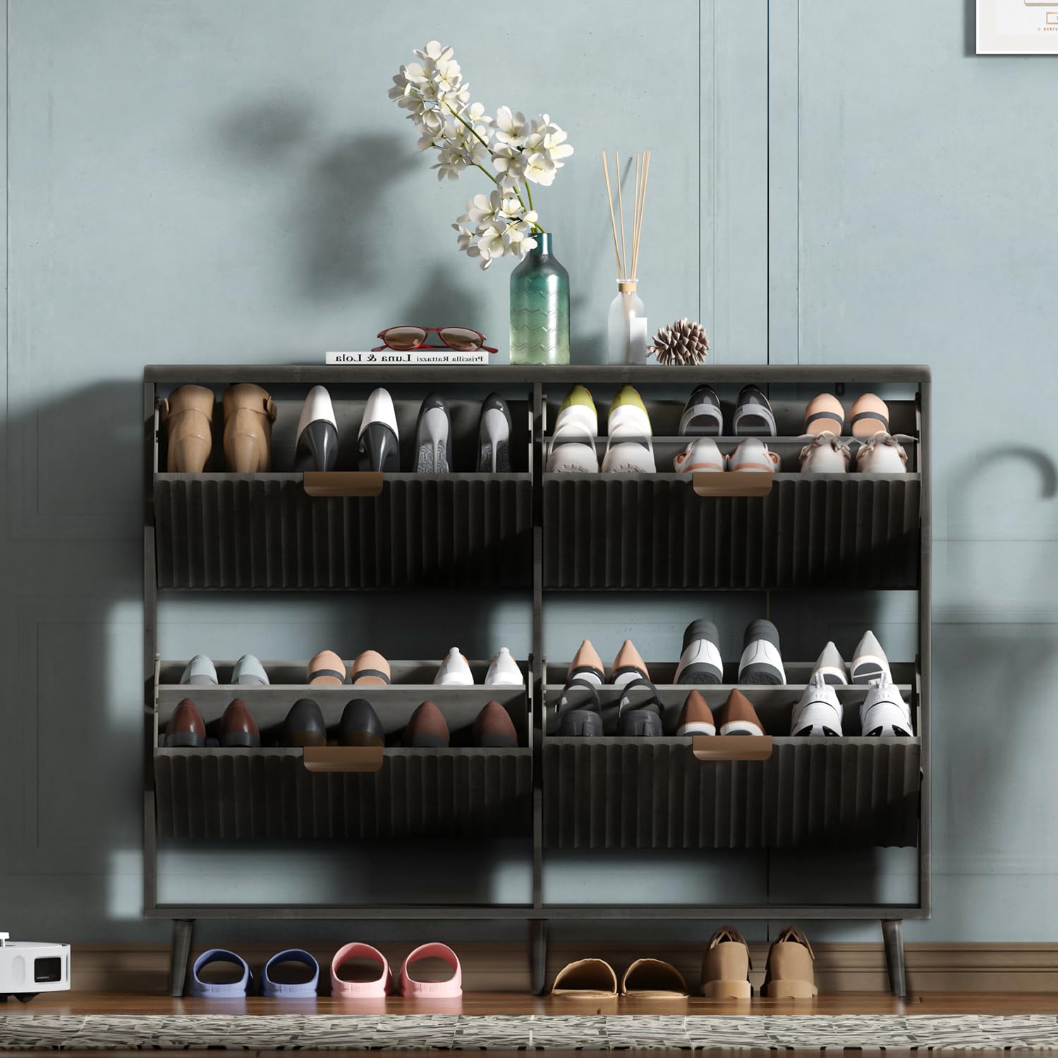 Shoe Rack Cabinet Narrow Entryway - Шкаф для обуви, современный отдельно стоящий