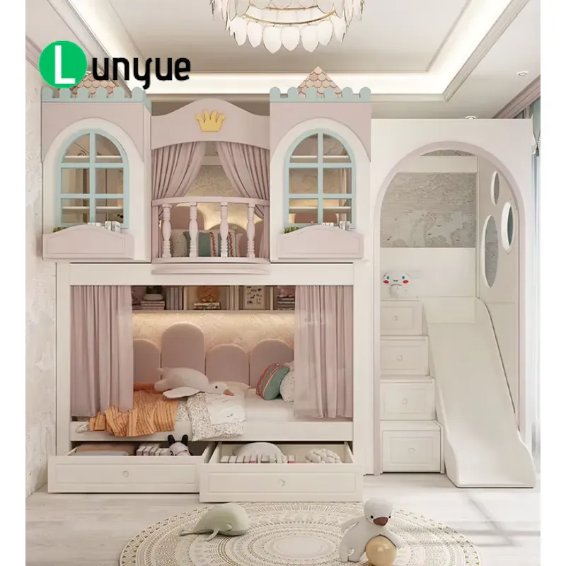 Bunk Bed With Stairs And Slide - Двухъярусная кровать «Дом принцессы» с лестницей