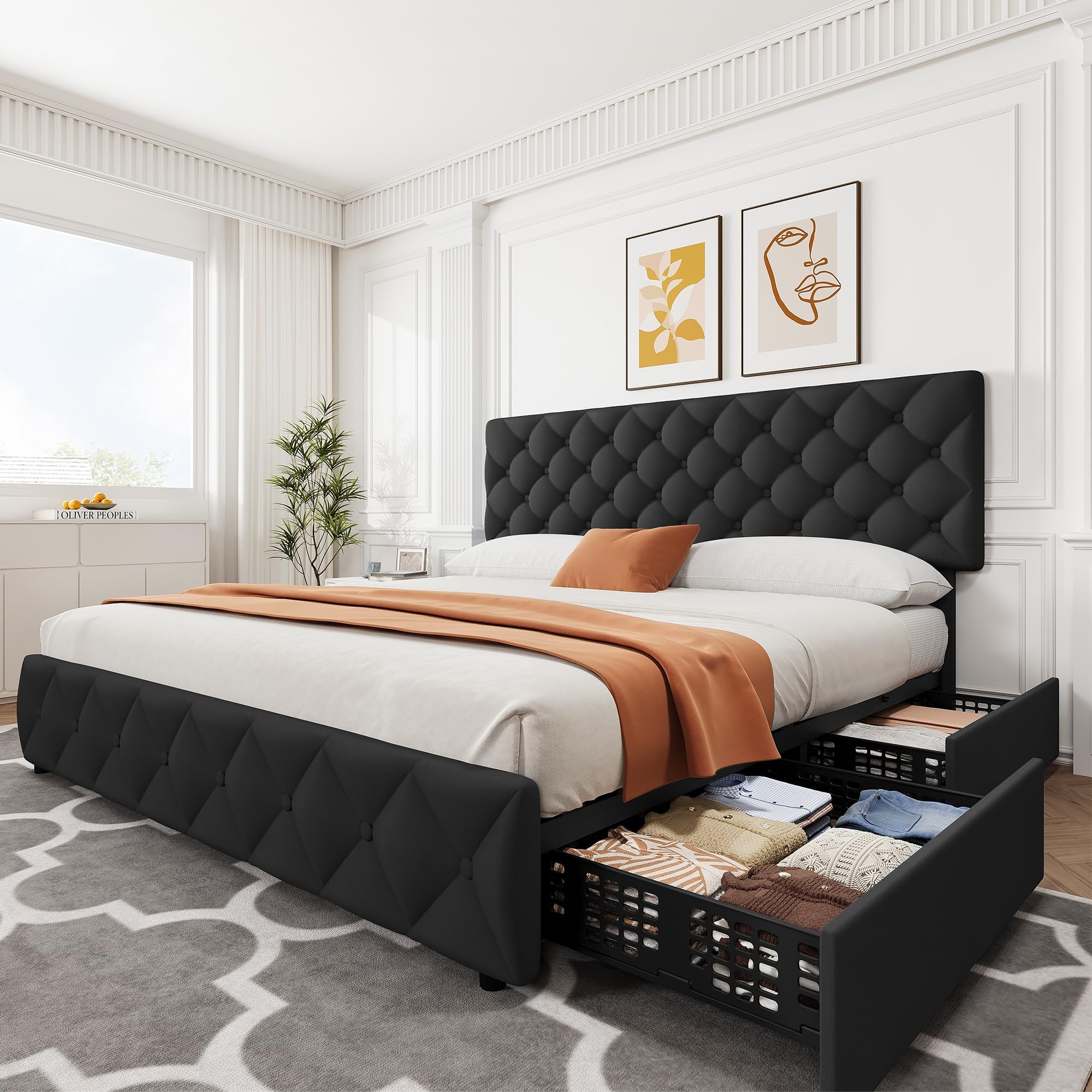 King Size Bed Frame With Storage Drawers - Каркас кровати размера «king-size» с четырьмя
