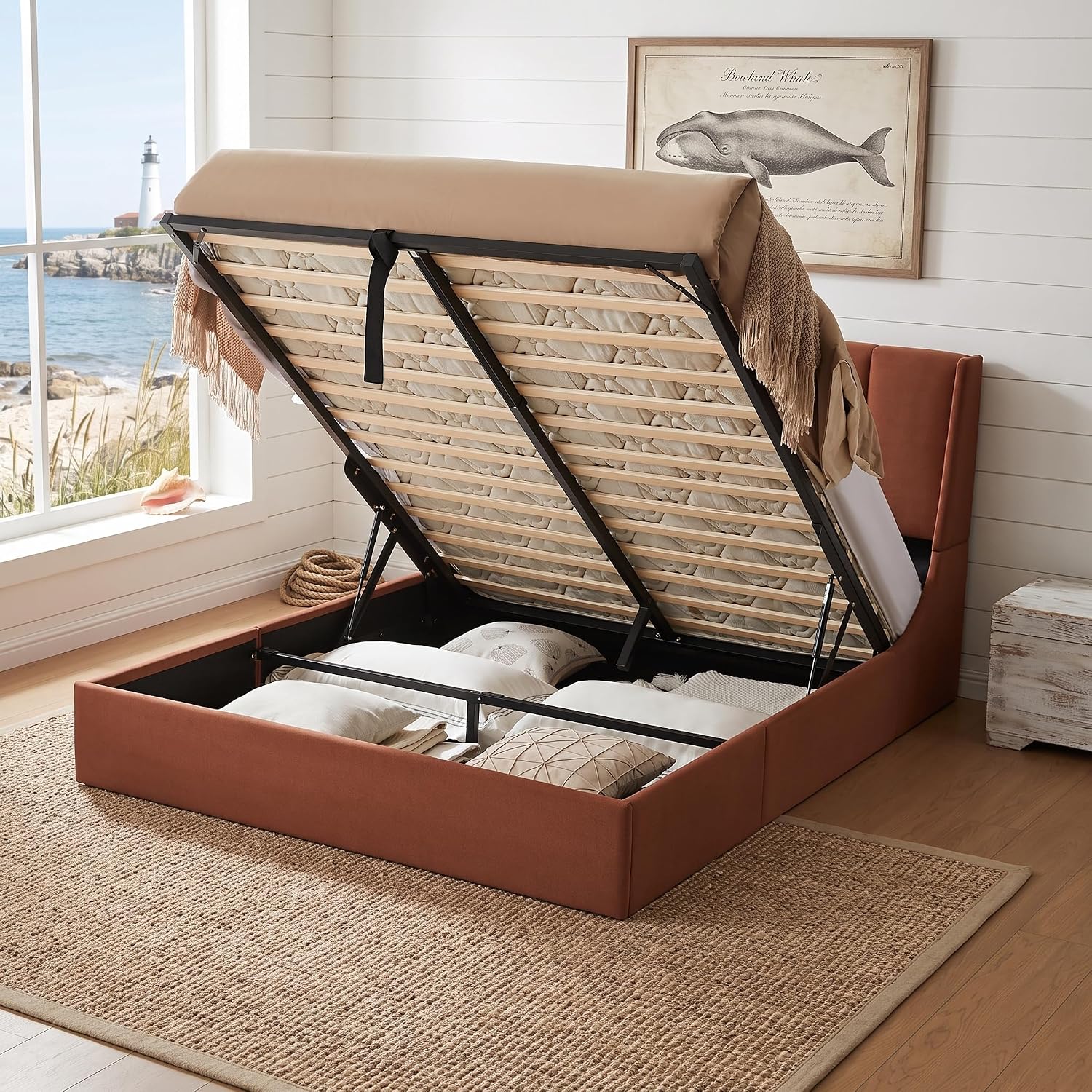 Gas Lift Storage Bed Hydraulic - Кровать-платформа Queen с гидравлическим подъемным механизмом
