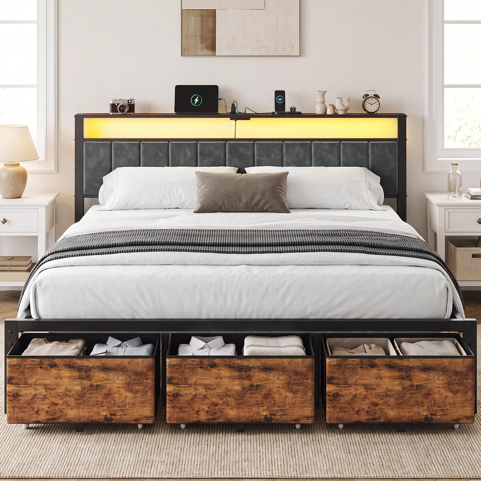 King Size Bed Frame With Storage Drawers - Каркас кровати размера «king-size» с откидной