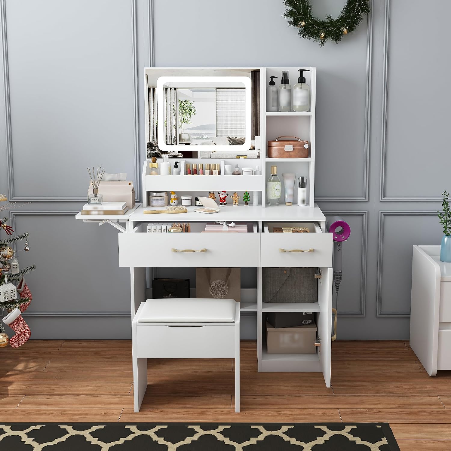 Dressing Table Vanity With Lighted Mirror - Туалетный столик с LED-подсветкой зеркала и