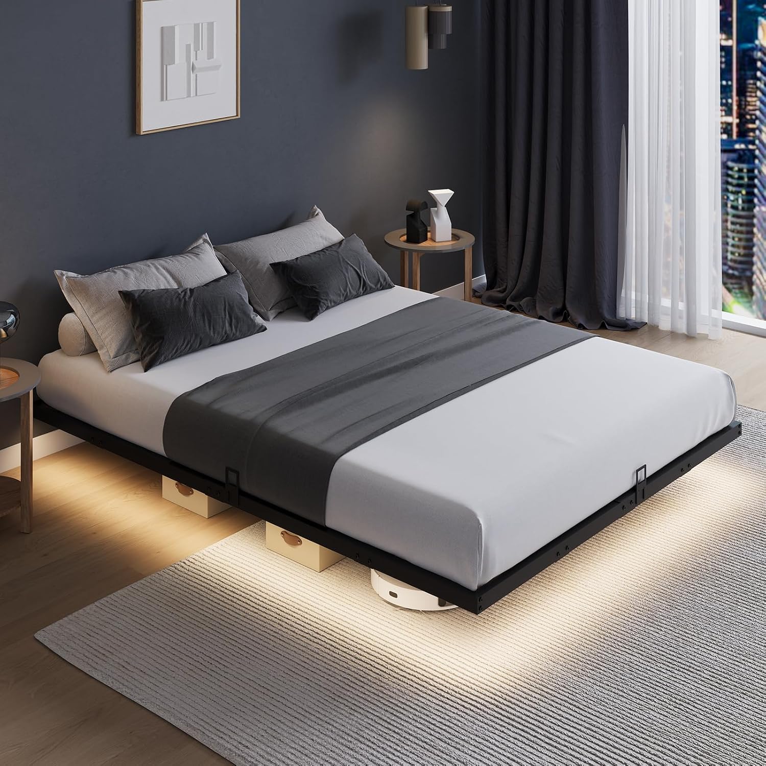 Memory Foam Mattress In A Box Queen - Плавающая рама для кровати с подсветкой,