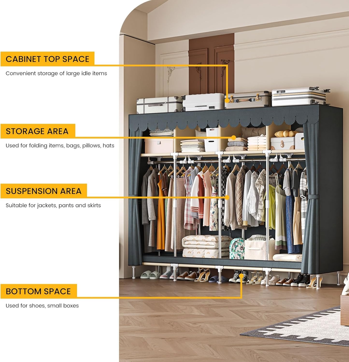 Шкаф-гардероб портативный, 79  – обзор и цена Wardrobe Closet Portable Fabric Cover