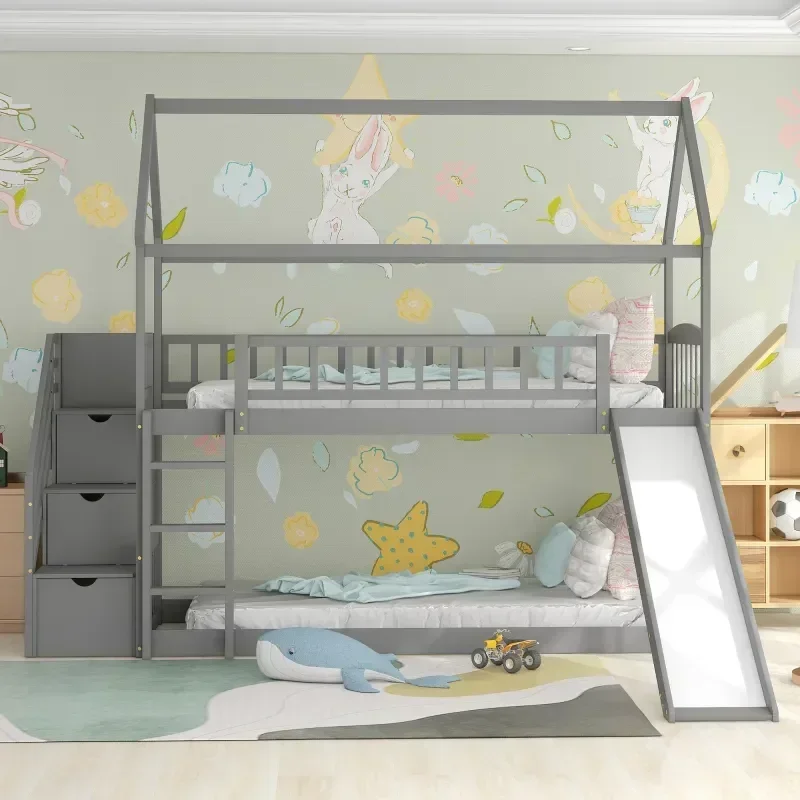 Детская двухъярусная кровать и – обзор и цена Bunk Bed With Stairs And Slide