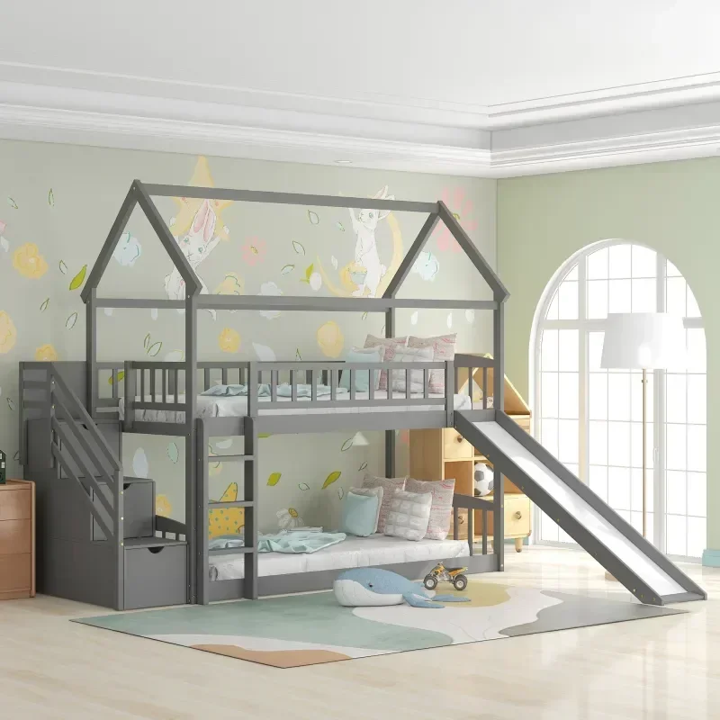 Детская двухъярусная кровать и – обзор и цена Bunk Bed With Stairs And Slide