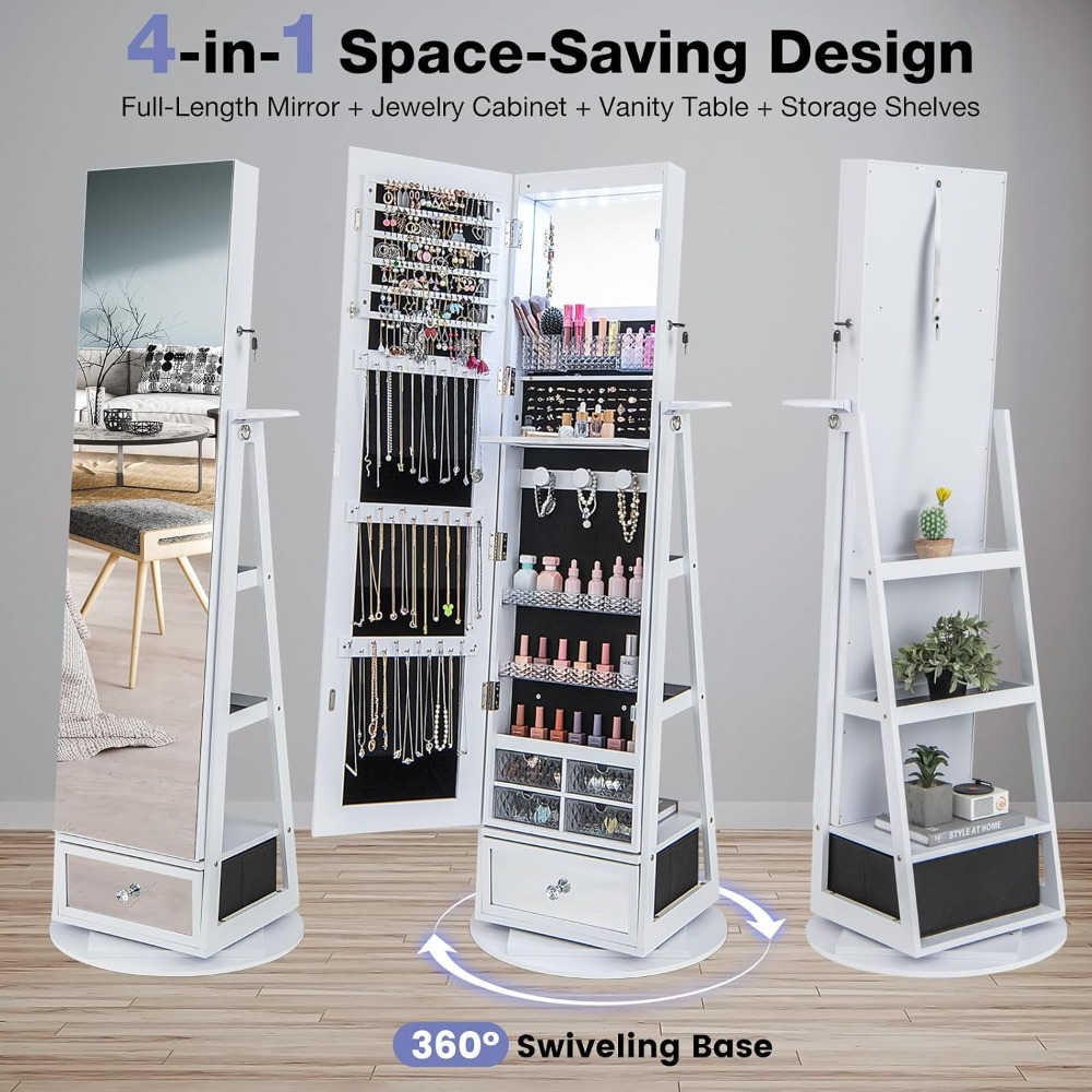 360 °   Вращающийся шкаф для у – обзор и цена Full Length Mirror Jewelry Armoire