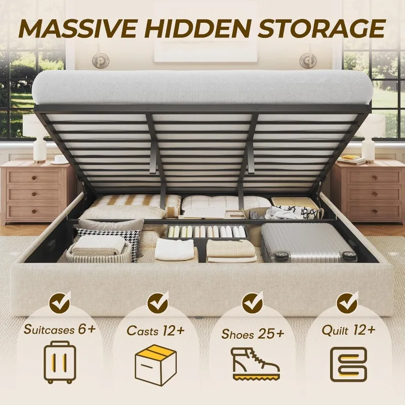 Кровать-платформа HISOFT King  – обзор и цена Gas Lift Storage Bed Hydraulic