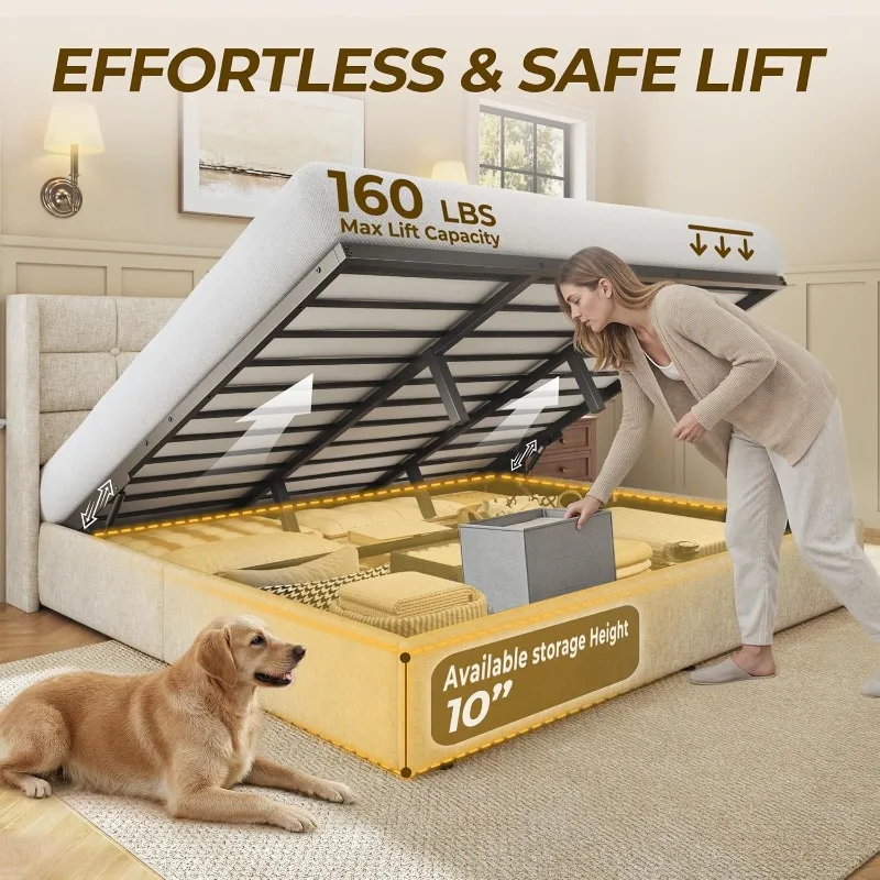 Кровать-платформа HISOFT King  – обзор и цена Gas Lift Storage Bed Hydraulic