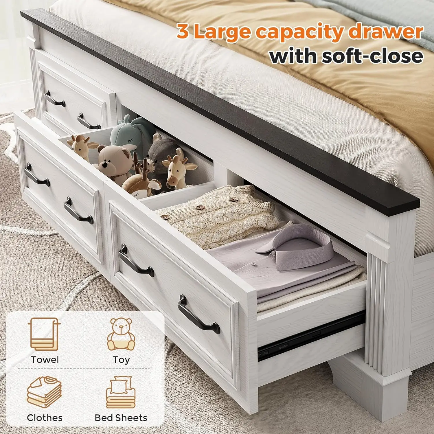 Каркас кровати в стиле фермерс – обзор и цена King Size Bed Frame With Storage Drawers