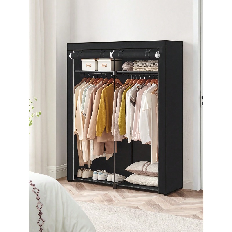 Черный шкаф для одежды, перено – обзор и цена Wardrobe Closet Portable Fabric Cover