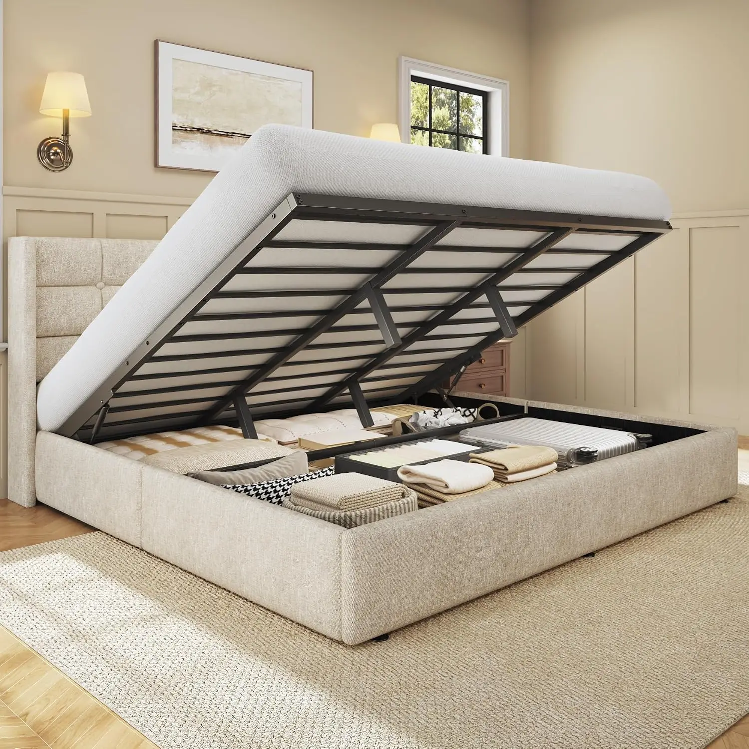 Кровать-платформа с подъемным  – обзор и цена Gas Lift Storage Bed Hydraulic