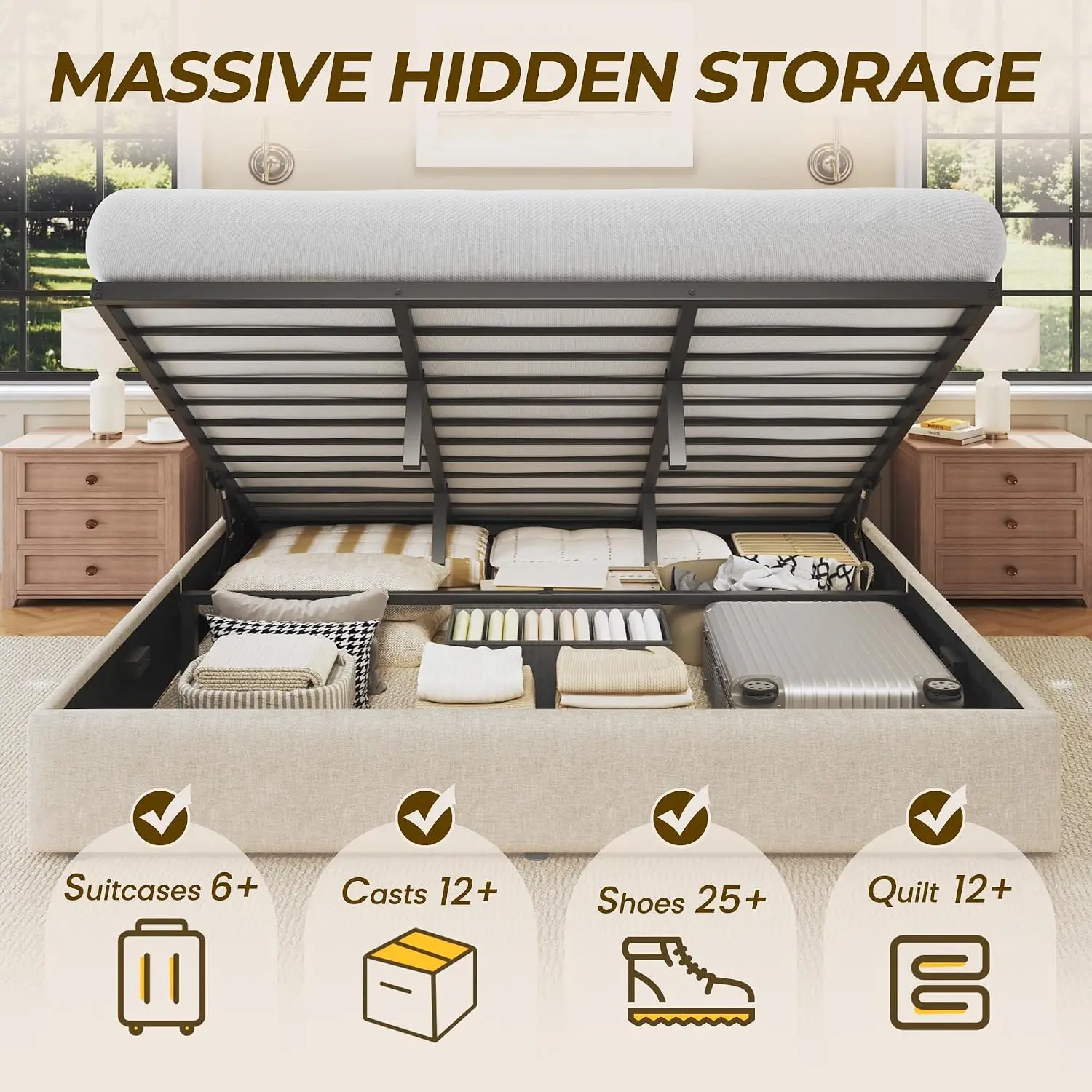 Кровать-платформа с подъемным  – обзор и цена Gas Lift Storage Bed Hydraulic