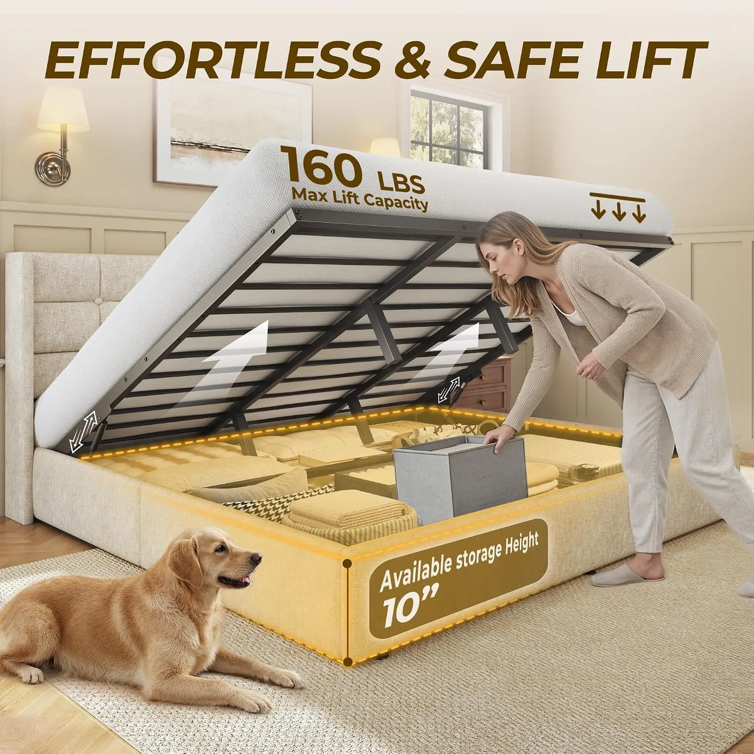 Кровать-платформа с подъемным  – обзор и цена Gas Lift Storage Bed Hydraulic