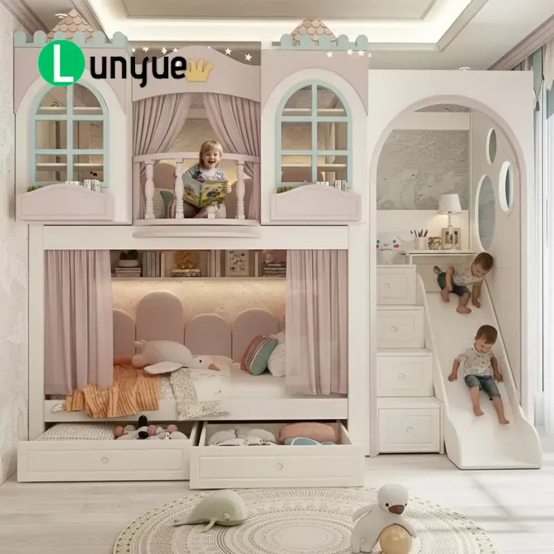 Двухъярусная кровать «Дом прин – обзор и цена Bunk Bed With Stairs And Slide