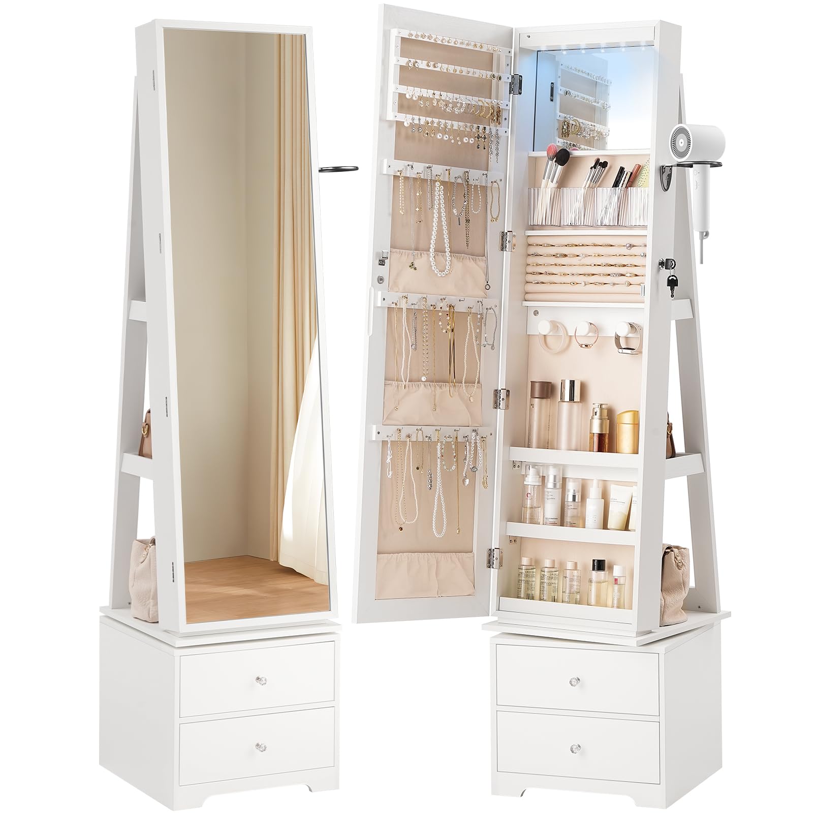 360 °   Вращающийся ювелирный  – обзор и цена Full Length Mirror Jewelry Armoire