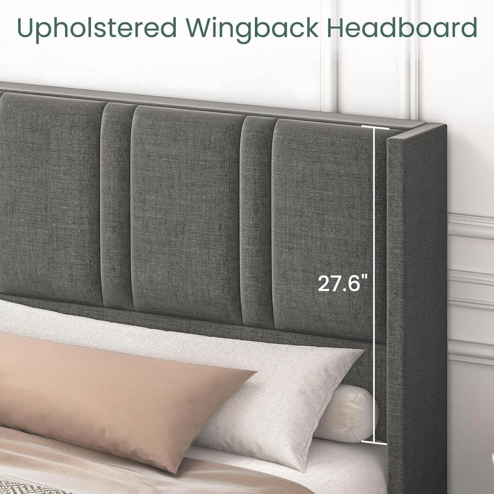 Кровать-платформа с льняной об – обзор и цена King Size Bed Frame With Storage Drawers