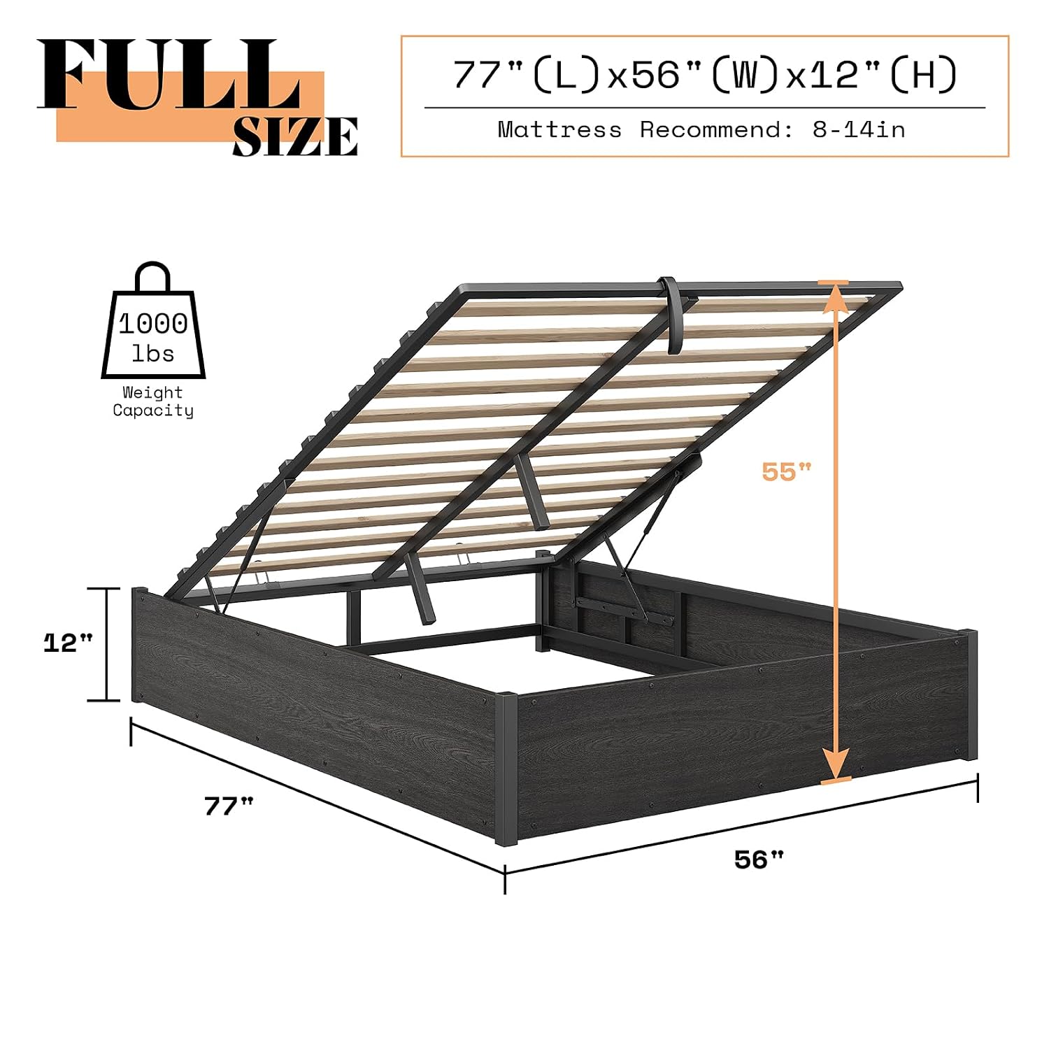 Кровать-платформа с подъемным  – обзор и цена Gas Lift Storage Bed Hydraulic