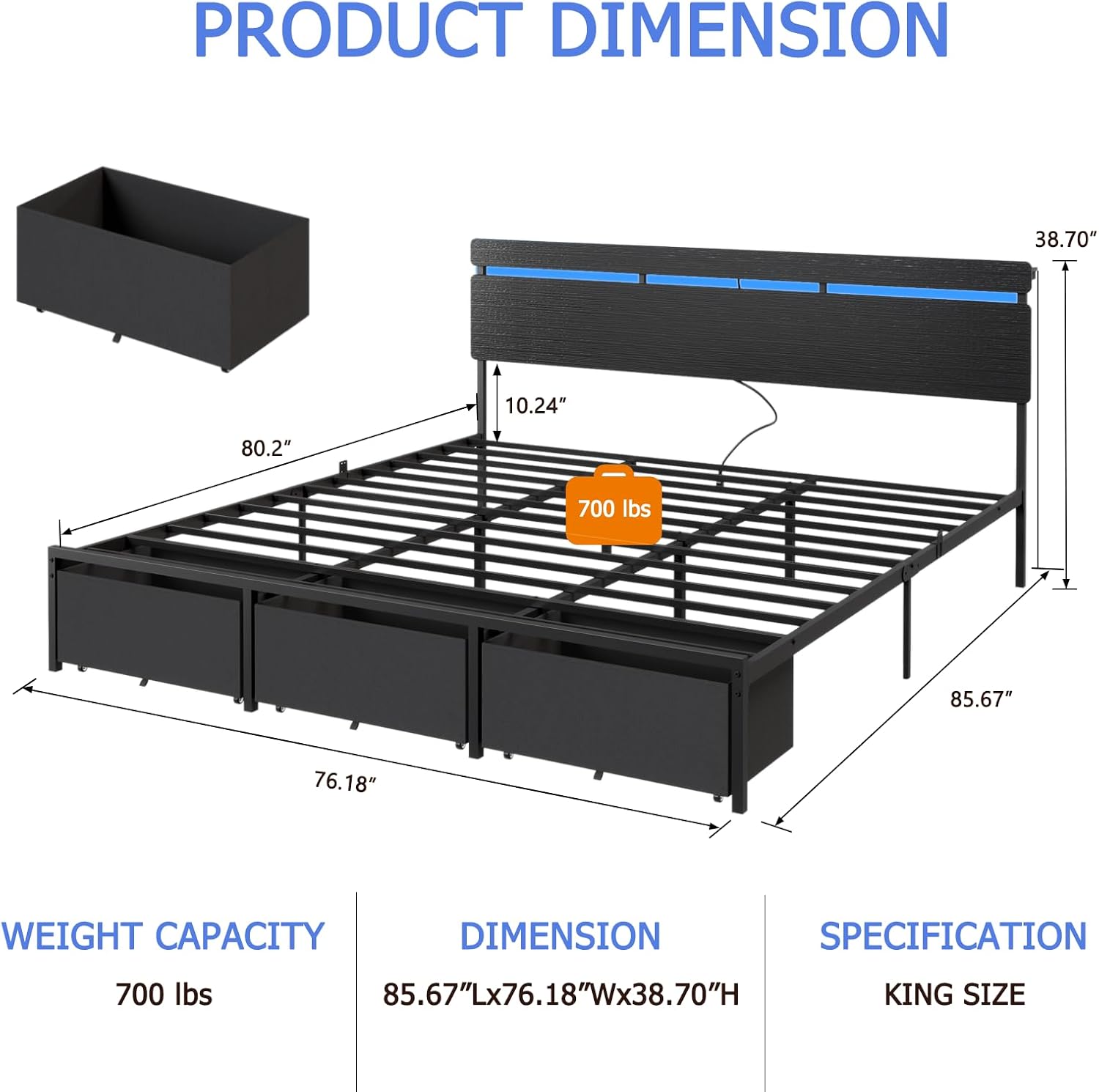 Каркас кровати Forestell King  – обзор и цена King Size Bed Frame With Storage Drawers