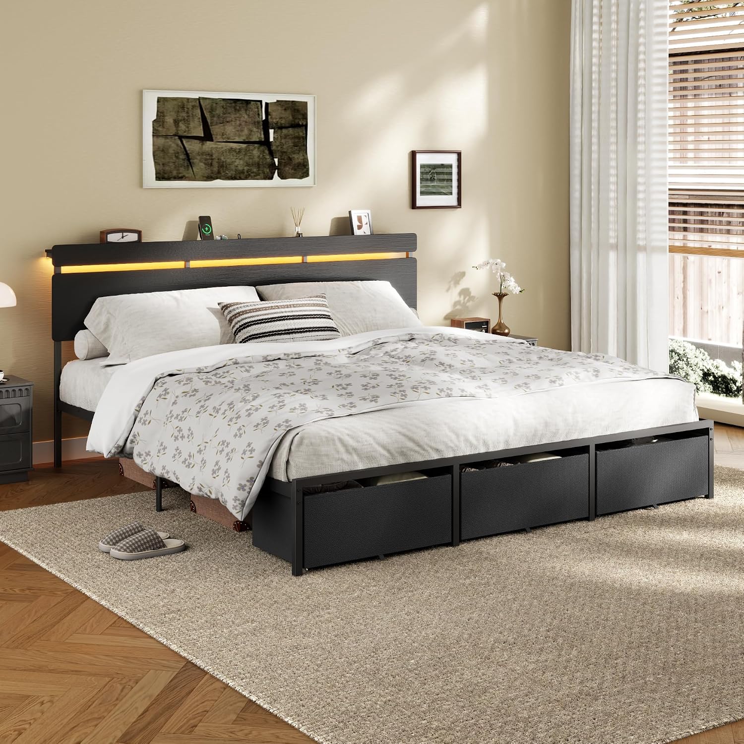 Каркас кровати Forestell King  – обзор и цена King Size Bed Frame With Storage Drawers