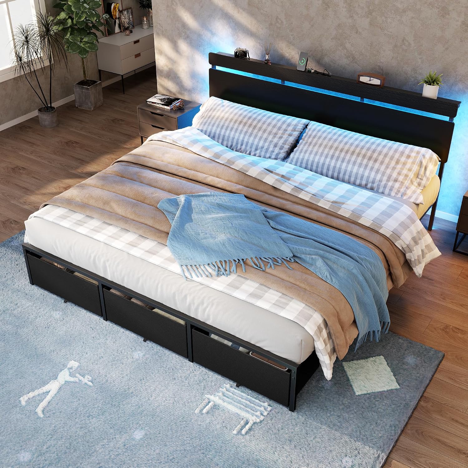 Каркас кровати Forestell King  – обзор и цена King Size Bed Frame With Storage Drawers