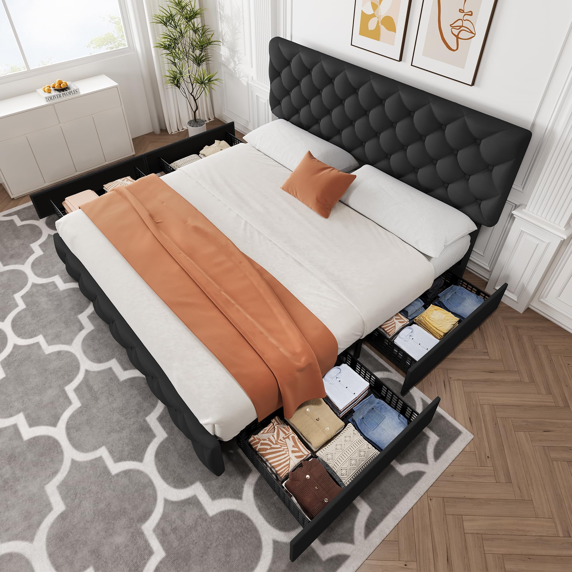 Каркас кровати размера «king-s – обзор и цена King Size Bed Frame With Storage Drawers