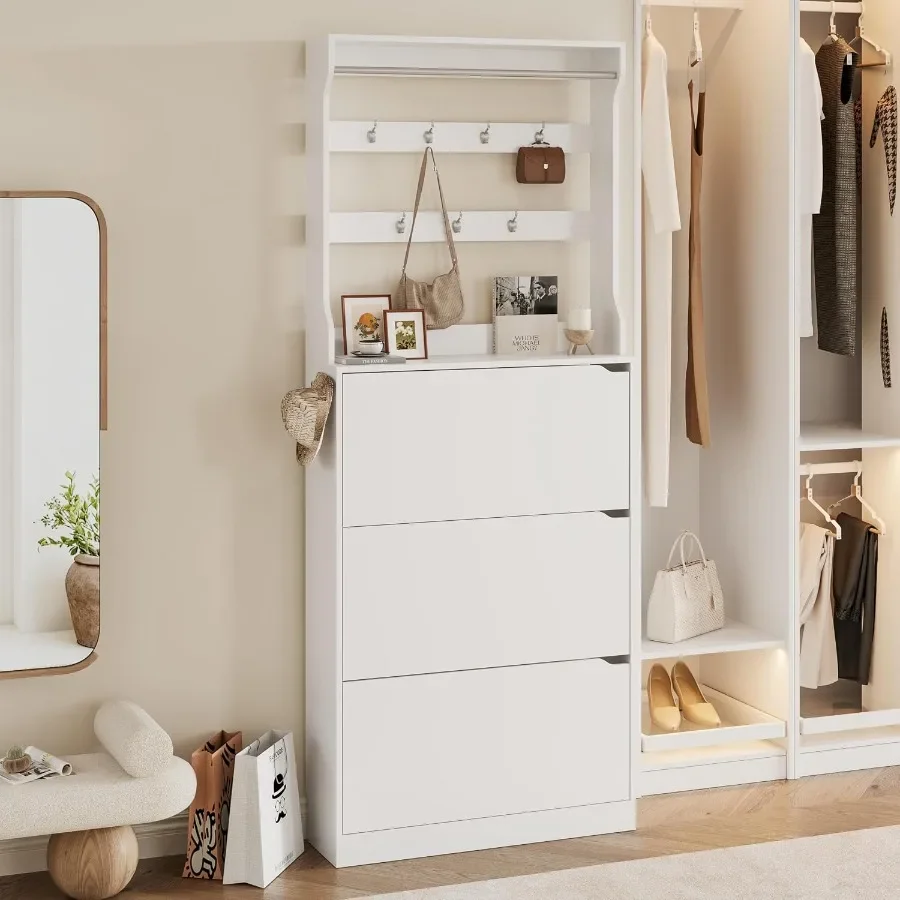 Высокая обувница с вешалкой дл – обзор и цена Shoe Rack Cabinet Narrow Entryway