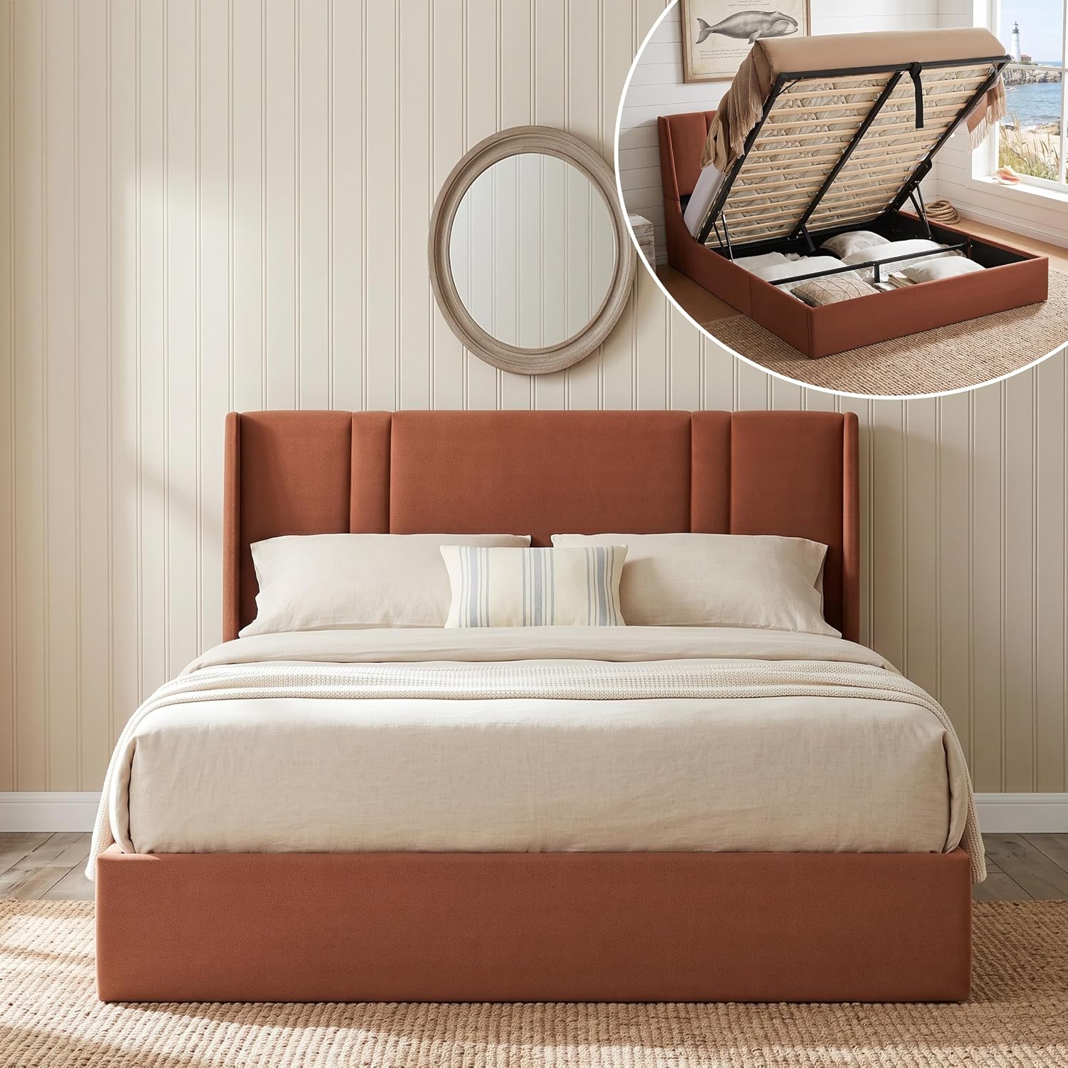Кровать-платформа Queen с гидр – обзор и цена Gas Lift Storage Bed Hydraulic