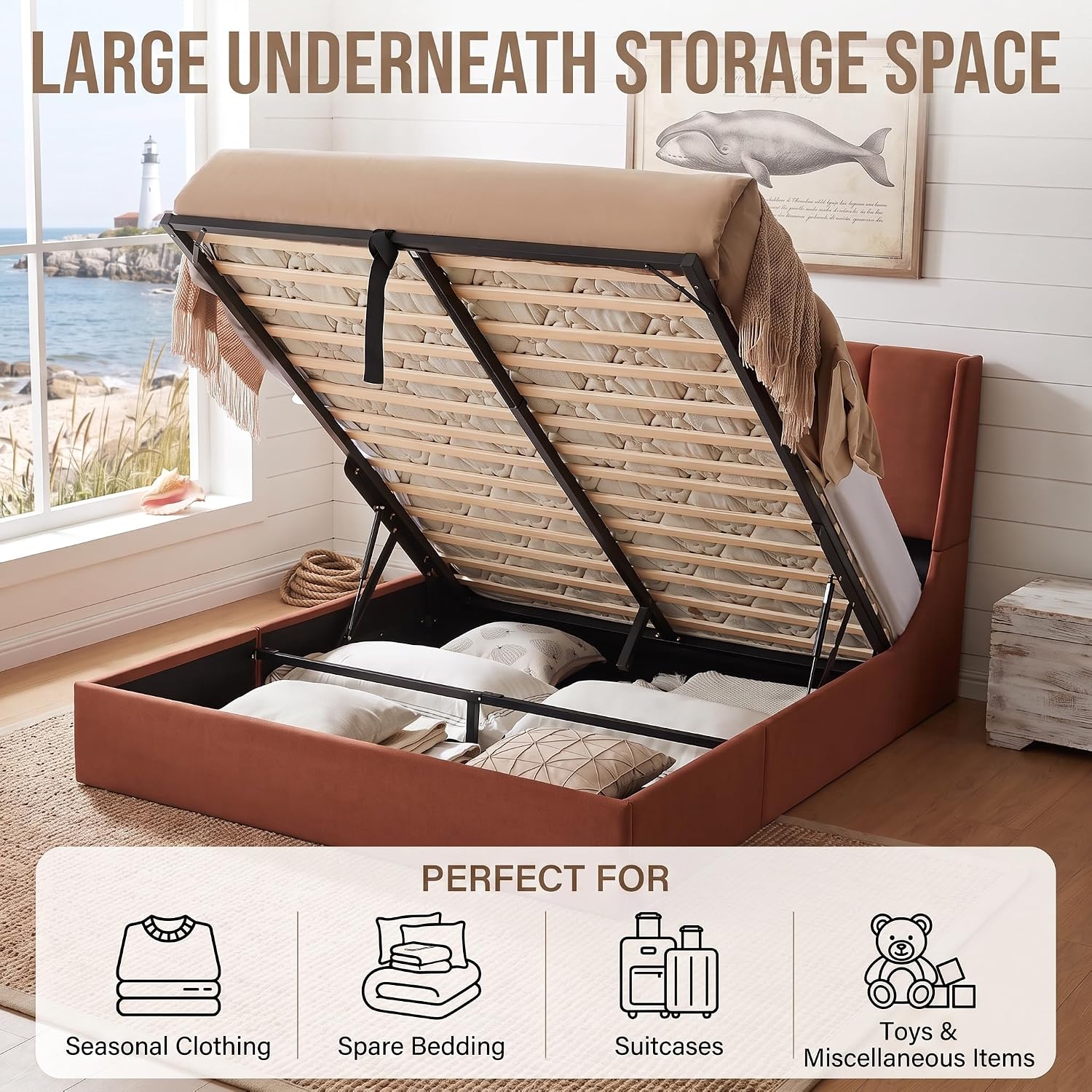 Кровать-платформа Queen с гидр – обзор и цена Gas Lift Storage Bed Hydraulic