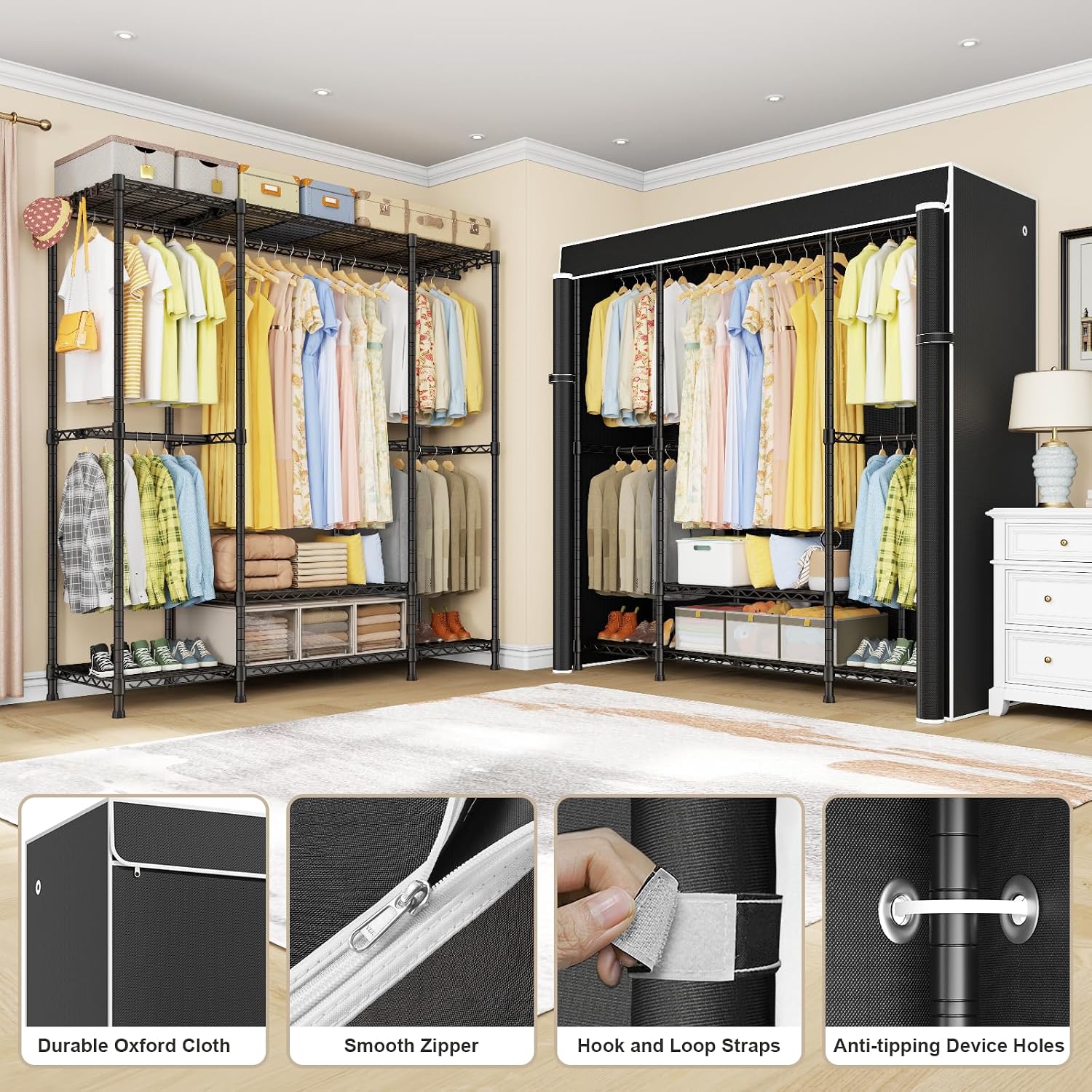 E3C – прочный переносной шкаф- – обзор и цена Wardrobe Closet Portable Fabric Cover