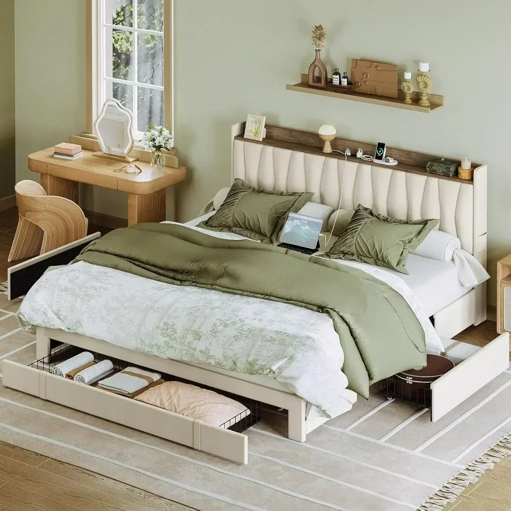 Кровать размера King с изголов – обзор и цена King Size Bed Frame With Storage Drawers