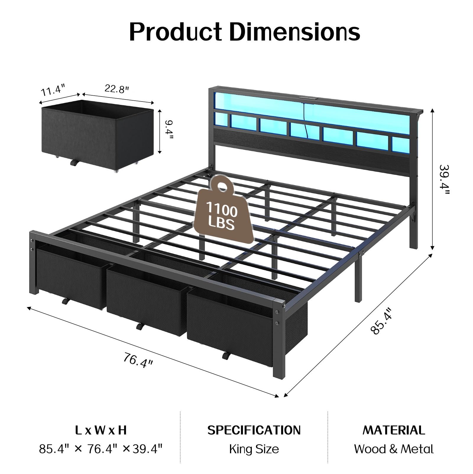 Каркас кровати размера «king-s – обзор и цена King Size Bed Frame With Storage Drawers