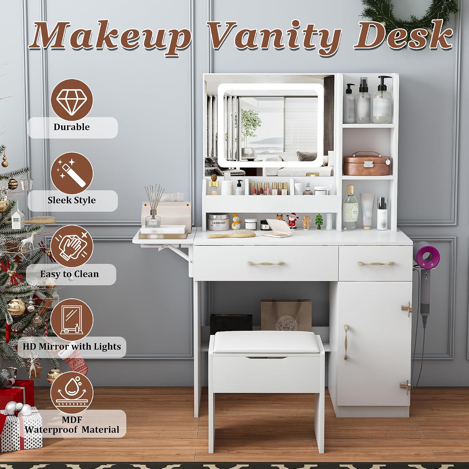 Туалетный столик с LED-подсвет – обзор и цена Dressing Table Vanity With Lighted Mirror
