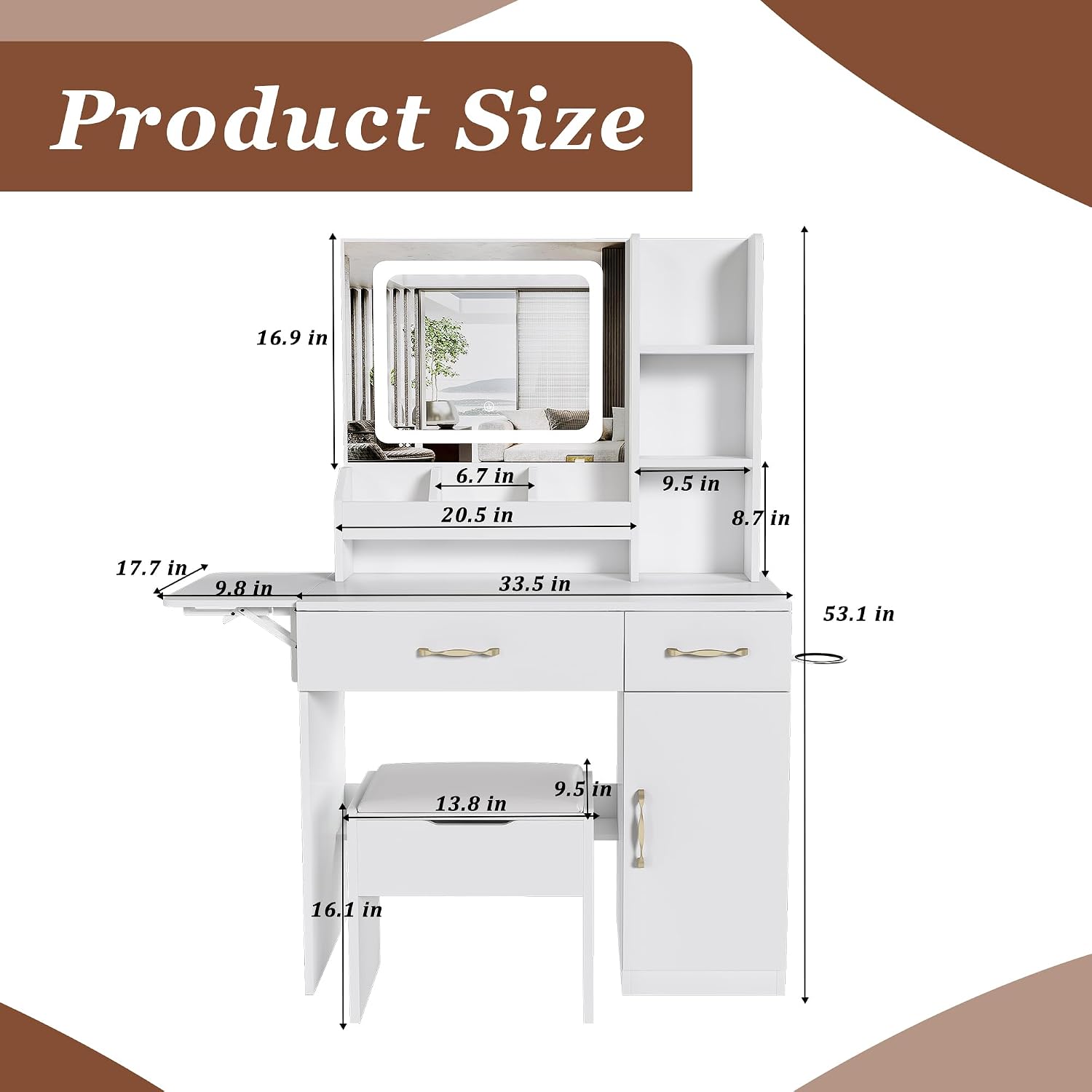 Туалетный столик с LED-подсвет – обзор и цена Dressing Table Vanity With Lighted Mirror