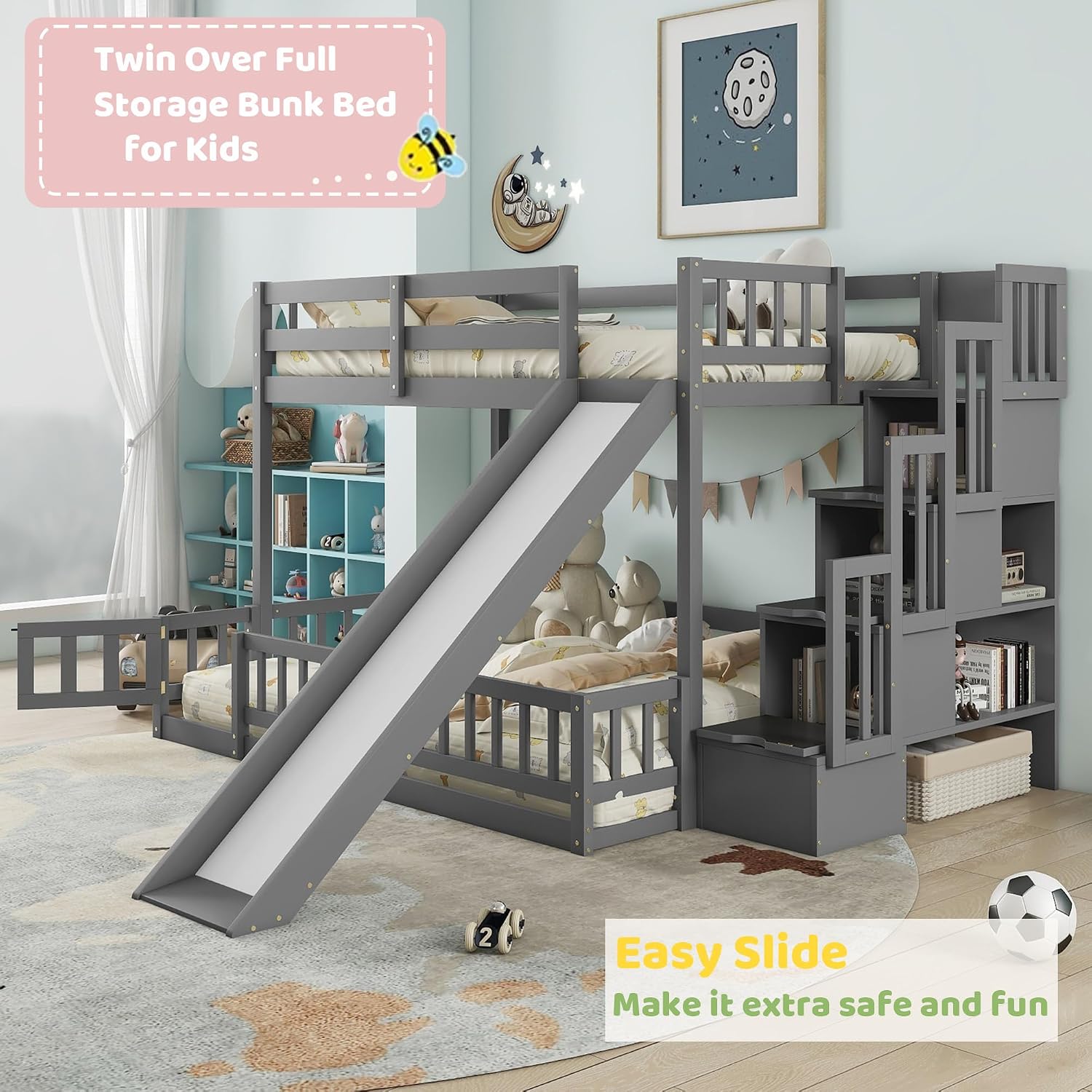 Двухъярусная кровать с горкой  – обзор и цена Bunk Bed With Stairs And Slide